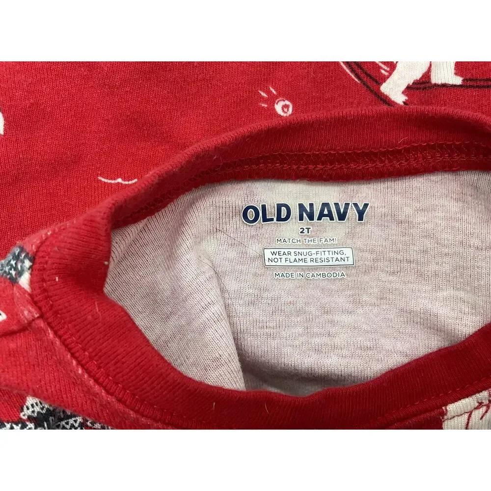 Old‎ Navy Pajama Set Kids 2T Red Polar Bear Print Long Sleeve Shirt Pants Winter